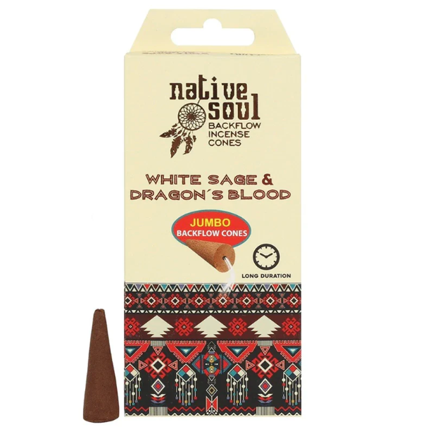 Native Soul White Sage & Dragon's Blood Jumbo Back Flow Cones