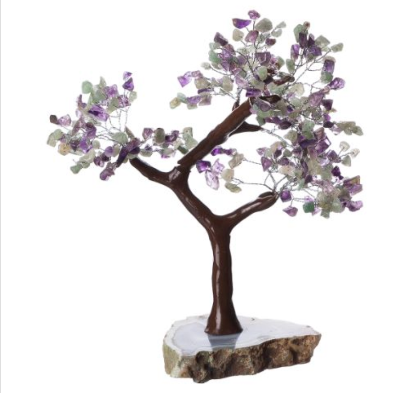 Fluorite Crystal Tree 360 Beads Agate Base