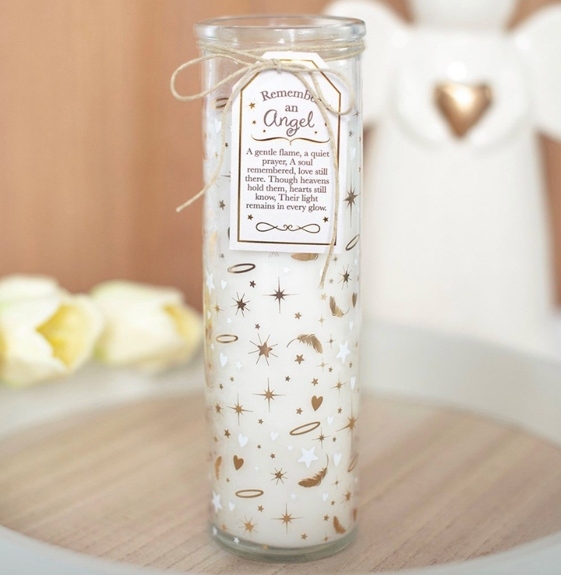 Remember an Angel Feather Print Tube Candle
