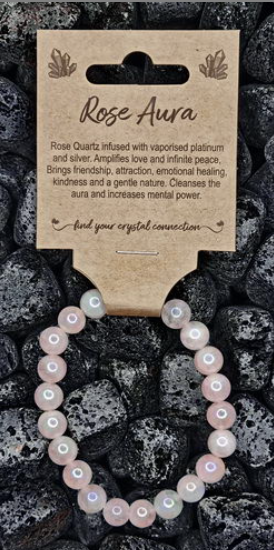 Rose Aura Crystal Bead Bracelet Medium