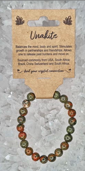 Unakite Crystal Bead Bracelet