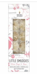 Soul Sticks Little Smudgies White Sage & Rose 12pk Smudge Soy T-Light Candle