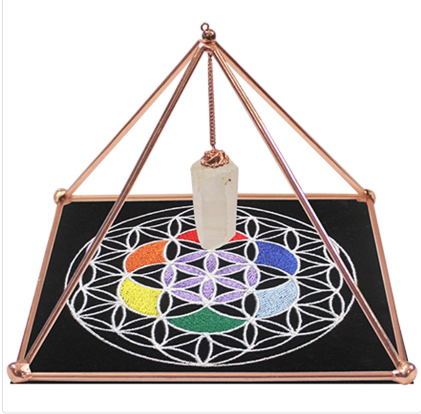 Copper Pyramid With Clear Quartz and Mat