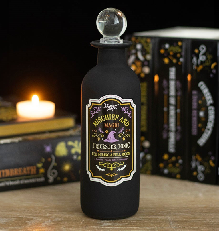 Mischief and Magic Decorative Glass Potion Bottle