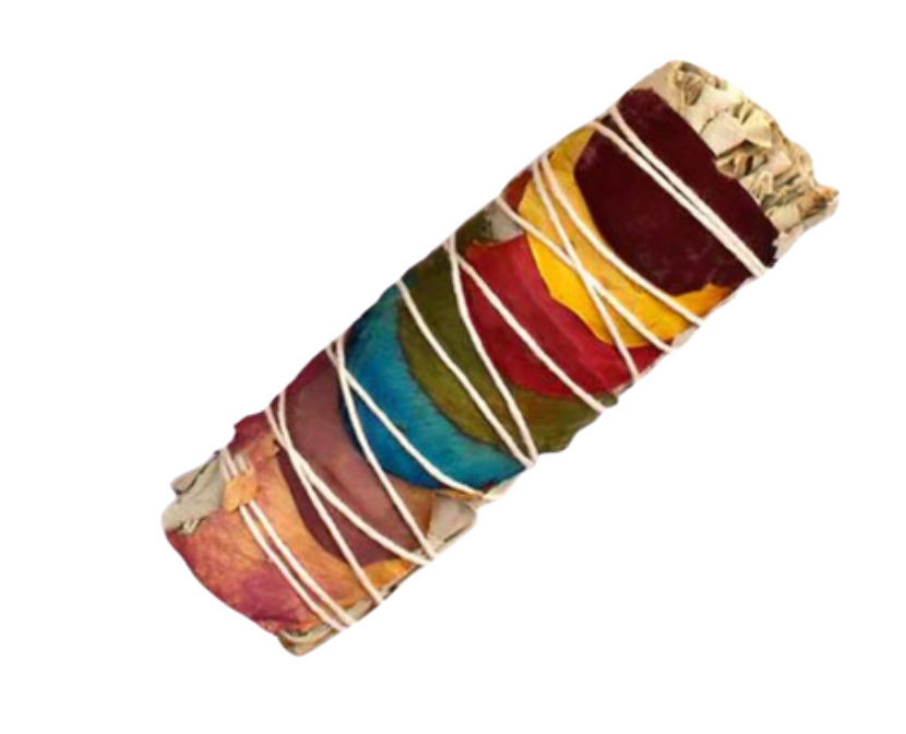White Sage Smudge Stick With Petals
