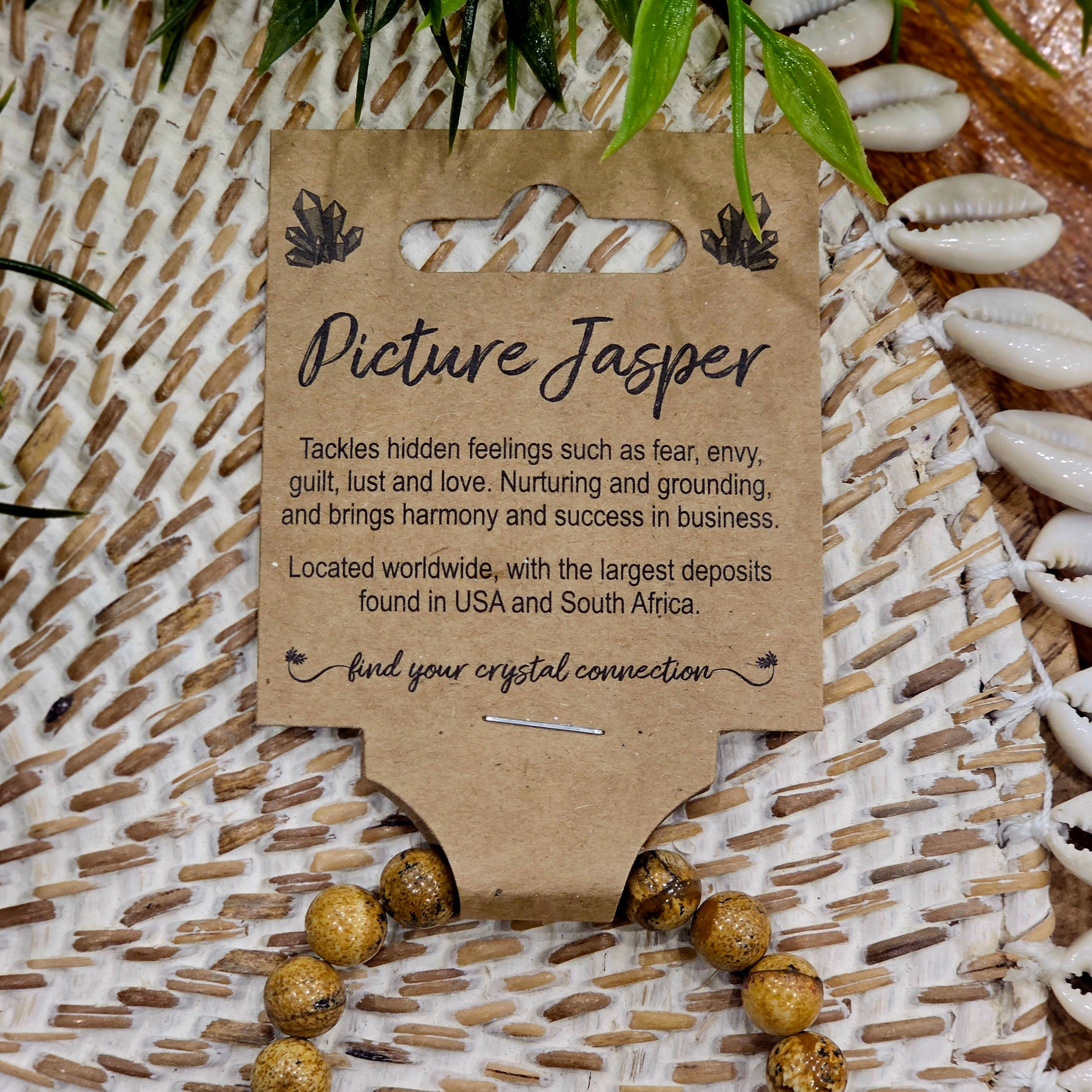 Picture Jasper Crystal Bead Bracelet