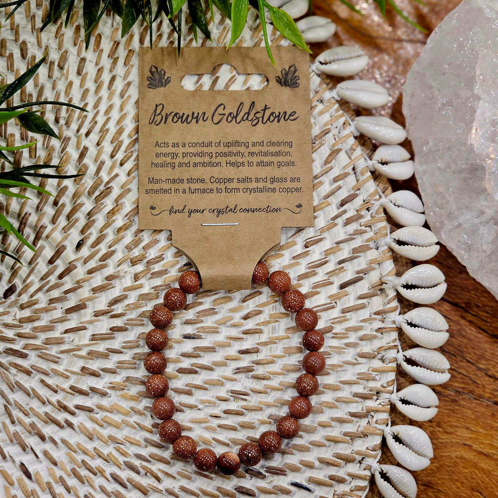 Brown Goldstone Crystal Bead Bracelet