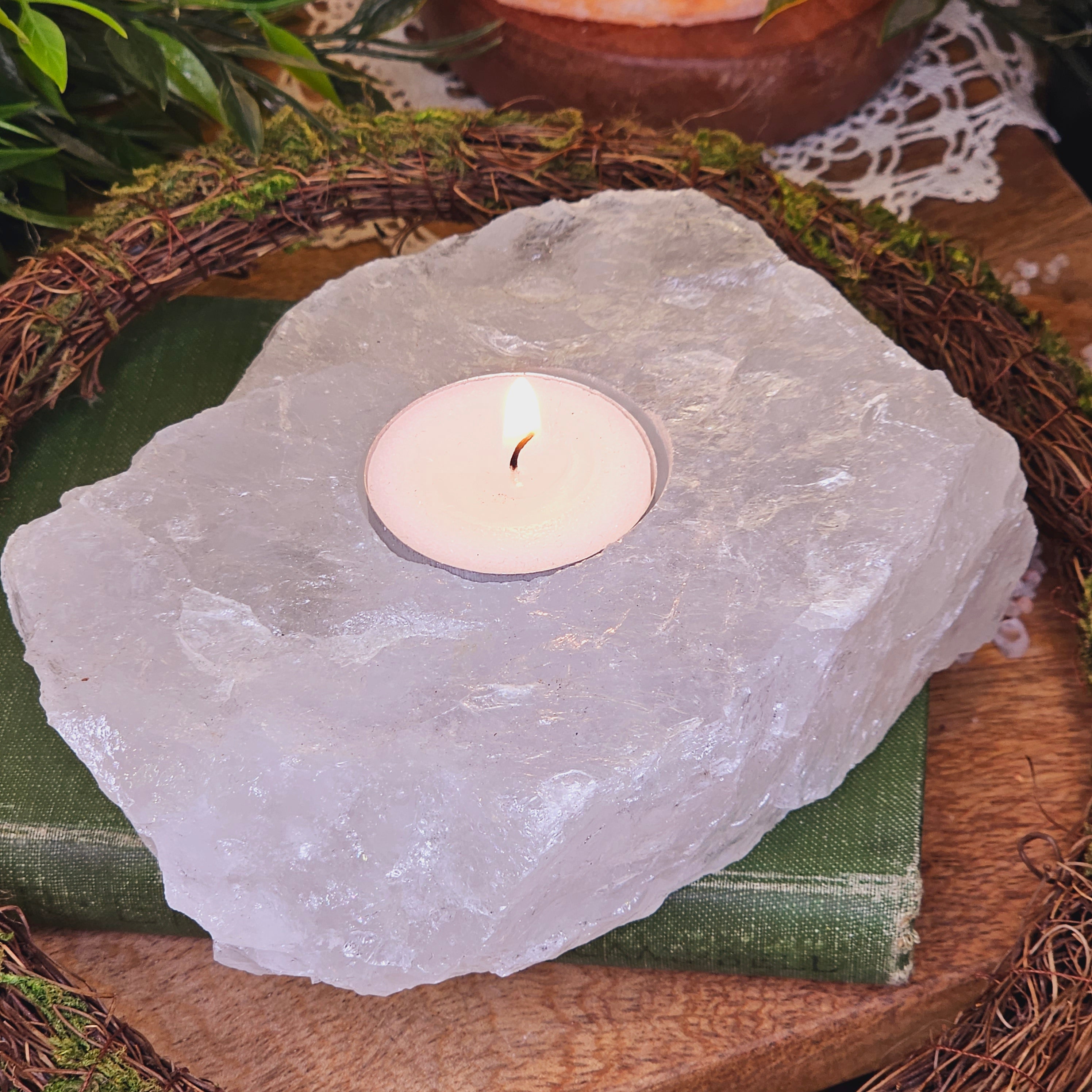 Clear Quartz Candle Holder