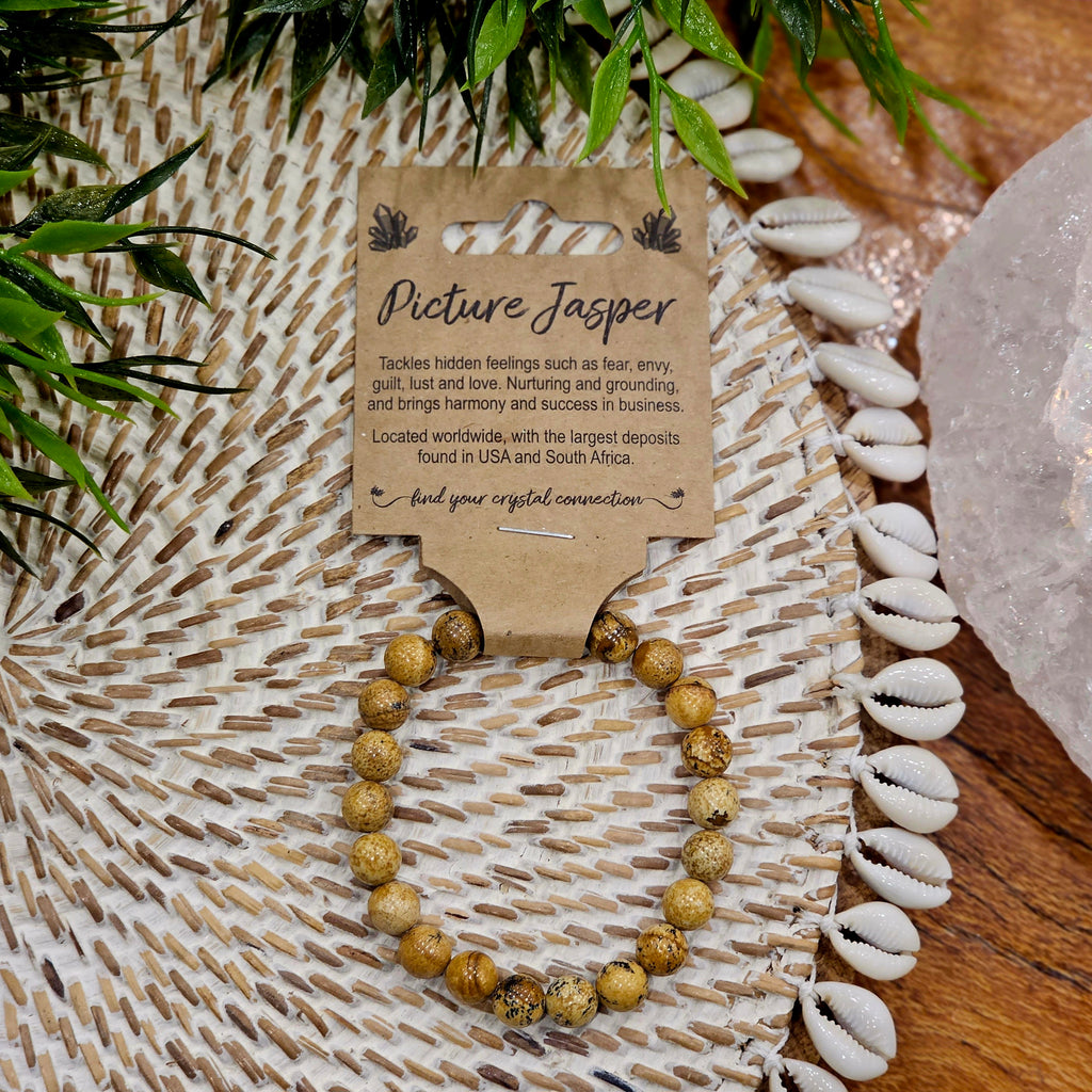 Picture Jasper Crystal Bead Bracelet