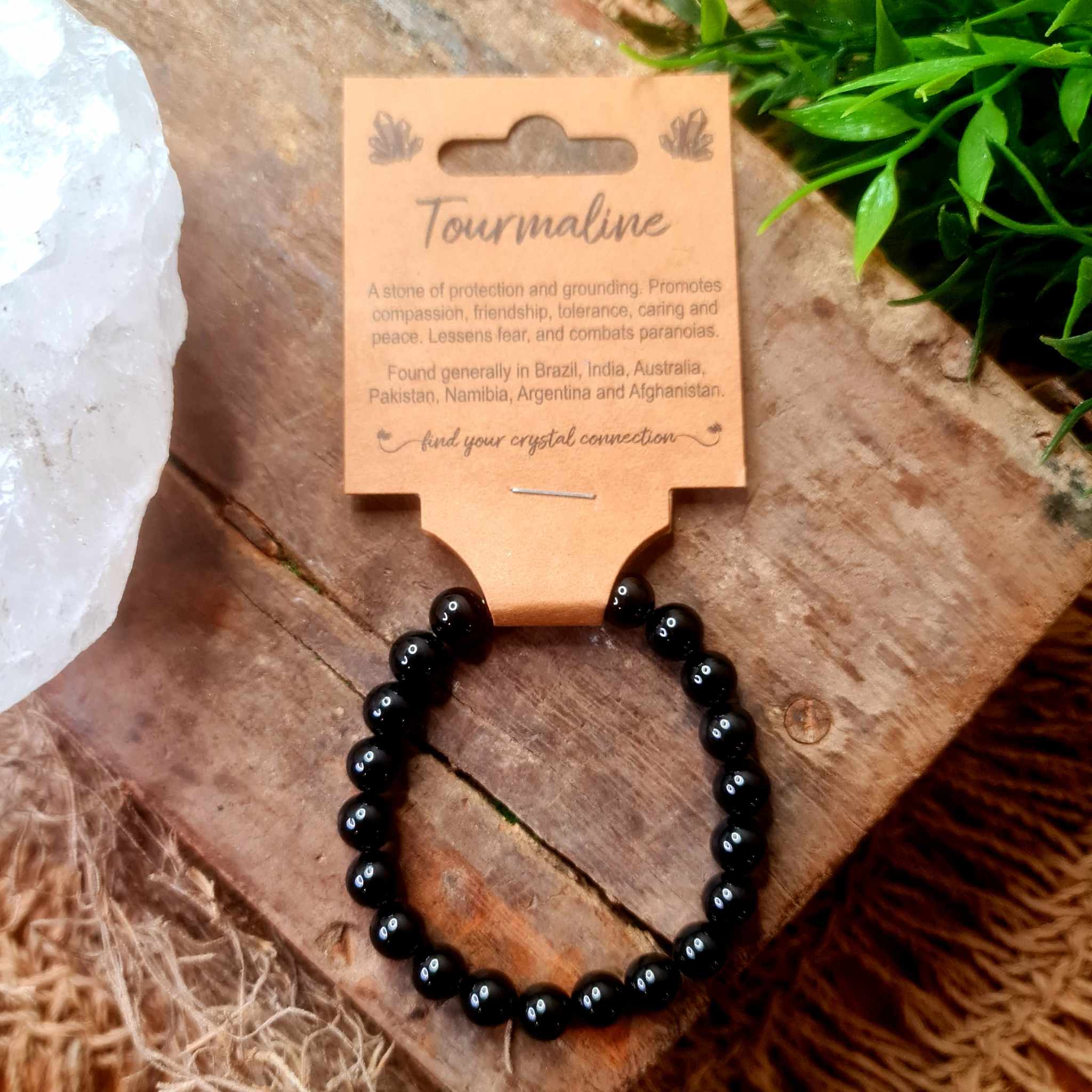 Black Tourmaline Crystal Bead Bracelet Large